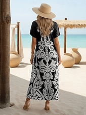  Naisten Midimekko Kesämekko A linjainen mekko Loma Vapaa-aika Boheemi Perhonen Hiekkaranta Normaali Kuvitettu Tribaali Lyhythihainen Pyöreäkauluksinen Sininen Vaalean sininen Musta kulta Musta Kes