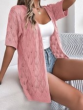 economico Bluse Semplici-Per donna Tunica Top estivi Blusa Top traforato Traforato Semplice Elegante Classico Moderno Manica Corta Top lunghi Quotidiano Ferie Uscire Bianco Rosa Cachi Estate Primavera