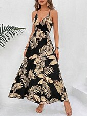 tanie Sukienki kwiatowe na co dzień-Damskie Sukienka maxi Codzienne sukienki Sukienka w kwiatki Sukienka na ramiączkach Elegancja Moda Nowoczesny Na zewnątrz Urlop Wyjściowe Regularny Kwiaty Bez rękawów W serek Biały Lato Wiosna