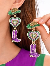 levne Příslušenství-Dámské náušnice s motivem Mardi Gras – materiál slitina, k dispozici v různých designech, ideální pro oslavy a festivaly Mardi Gras