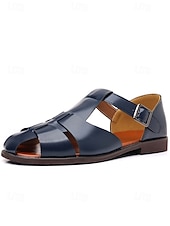economico sandali-sandali da uomo in similpelle marrone con cinturini, design aperto traspirante, suola leggera e comoda, stile rilassato per matrimoni in spiaggia e occasioni estive