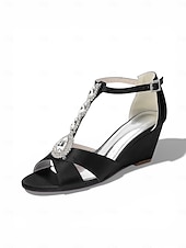 cheap Women-Women's Pink Satin Crystal Wedge Sandals – Elegant Dressy Style for Resort Evenings