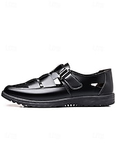 cheap Sandals-Men's Brown Faux Leather Sandals, Open Toe, Casual Wedding Shoes, Comfortable and Stylish Summer Wear