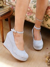 levne Retro styl 50. let-Dámské červené lodičky na klínku s páskem přes kotník – elegantní platformové podpatky z 50. let pro milovnice retro stylu, večírky, svatby a večerní akce