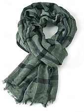 economico Cravatte e papillon da uomo-sciarpa a quadri in cotone e lino da uomo – vari colori, leggera e traspirante – perfetta per l'uso quotidiano casual