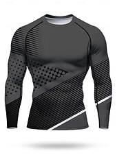 Недорогие Футболки и майки для бега-Муж. Универсальные Футболка для бега Спортивная рубашка Фитнес-рубашка Рубашка тренировки Беговой верх Длинный рукав Футболка Футболка Лето Весна Осень Зима Геометрический принт UPF 50
