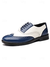 economico Scarpe Oxford-scarpe eleganti da uomo bicolore, stile oxford marrone e bianco, design con lacci, look vintage elegante per matrimoni e occasioni formali