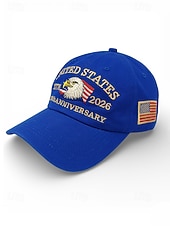 cheap Accessories-United States 250th Anniversary Men's Adjustable Cotton Cap with Embroidered American Flag, Multiple Colors, Ideal for Independence Day and Celebrations