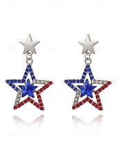  Vereinigte Staaten 250. Jubiläum Damen Legierung Amerikanische Flagge Ohrringe – Mehrere Stile – Perfekt für  Unabhängigkeitstagsfeierlichkeiten