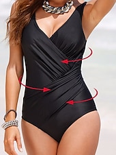 Χαμηλού Κόστους Ενός τεμαχίου-Γυναικεία Μαγιό Ενα κομμάτι Αντρικά σλιπ Μαγιό Σουρωτά Κομψό Διακοπές Σκέτο Λαιμόκοψη V Αμάνικο Μαγιό