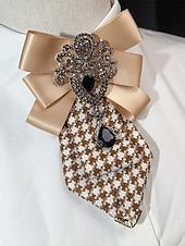 رخيصةأون زفاف ACC-بروش ربطة عنق رجالي من البوليستر - لونان - إكسسوار أنيق لحفلات الزفاف والمناسبات بتفاصيل مزخرفة