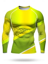 Недорогие Футболки и майки для бега-Муж. Универсальные Футболка для бега Спортивная рубашка Фитнес-рубашка Рубашка тренировки Беговой верх Длинный рукав Футболка Футболка Лето Весна Осень Зима Геометрический принт UPF 50