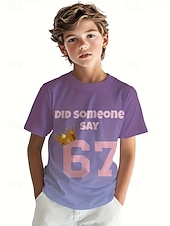 abordables Humor Divertido 3D del Niño-Chico 3D Graphic Jerga divertida 67 Camiseta Manga Corta Impresión 3D Verano Primavera Deportes Moda Ropa de calle Niños 4-12 años Cuello Barco Casual Diario Exterior Ajuste regular