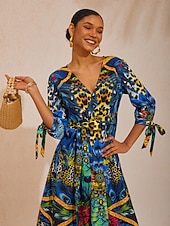 preiswerte Druck Blumen Kleider-Dschungel-Wildparty-Baumwoll-Pfauen-Maxikleid