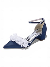 abordables novia-Women's Ivory Pearl Embellished Ankle Strap Heels, Elegant Pointed-Toe Bridal Shoes for Modern City Wedding