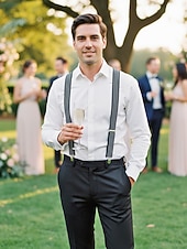 Недорогие Свадьба ACC-Регулируемые эластичные подтяжки для брюк, эластичные полиэстеровые Y-образные подтяжки, различные цвета, классический формальный стиль, идеально подходят для свадеб, Дня святого Валентина, вечеринок и повседневной носки.