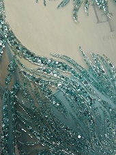 Sirena Tromba Strascico a Terra Perline ricamate Abito da invitata a nozze Abito Formale Abito da Sera Elegante Scintillante Stile Celebrità Senza Maniche Girocollo Festa serale Matrimonio Shiena
