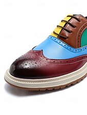 economico Scarpe Oxford-scarpe brogue in similpelle colorate da uomo, calzature formali da lavoro per matrimoni, scarpe eleganti per lo sposo e gli invitati al matrimonio
