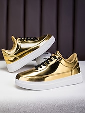 economico Sneakers Eleganti-sneakers slip-on nere da uomo con logo ricamato: eleganti scarpe in similpelle per gli invitati al matrimonio che cercano comfort e moda