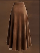 preiswerte Urlaubsröcke-Damen Rock aus Wildlederimitat Spitzenrock Urlaubsrock Elegant Bohemien Vintage Mode Midi Mittlere Taille Röcke Geschichtet Unelastisch Täglich Urlaub Braun Frühling