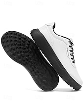 voordelige Heren Golf Schoenen-Witte golfschoenen voor heren zonder spikes, ademend bovenwerk, stabiele gripzool, minimalistische sportstijl voor golfbanen en casual gebruik.