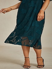 Femmes Robe Midi Robe en Chiffon Robe trapèze Élégant Manche flottante Quotidien robe demoiselle d honneur Dentelle Coupe régulière Fleuri Manche Courte Col en V Vert