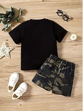 preiswerte Jungen 3D Lustiger Humor-100% Baumwolle Kinder Jungen Schwarz Buchstabendruck T-Shirt Bluse Rundhalsausschnitt Kurzarm Outdoor Alltagskleidung Mode Streetwear Designer Drucken Sommer