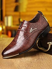 economico Scarpe Derby-scarpe oxford da uomo in similpelle marrone con stampa coccodrillo – design di alta qualità per matrimoni, eventi aziendali e occasioni formali