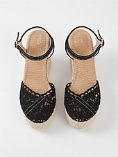 economico sposa-sandali con zeppa espadrillas in pizzo bianco da donna - tacchi a spillo traspiranti all'uncinetto con cinturino alla caviglia - eleganti scarpe da sposa boho per la spiaggia &amp;matrimoni all'estero