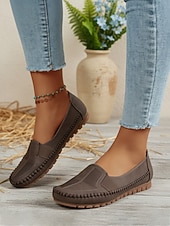tanie Mokasyny i trzewiki damskie-Damskie kawowe slip-on mokasyny - miękkie wygodne płaskie buty do codziennego komfortu spacerów pracy podróży i codziennego noszenia