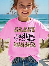 preiswerte Mädchens 3D verspielter Humor-Mädchen 3D Grafik Buchstabe T-Shirt Kurzarm 3D-Druck Sommer Frühling Sport Mode Streetwear Kinder 4-12 Jahre Rundhalsausschnitt Lässig Täglich Outdoor Normale Passform