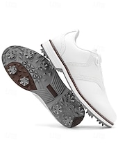 baratos Sapatos de Golfe Masculinos-Sapatos de golfe masculinos brancos, construção leve e respirável, sola com aderência estável, estilo esportivo e elegante para campos de golfe e atividades ao ar livre.