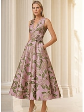 economico Abiti da cocktail-Linea ad A Lunghezza alla caviglia Abiti da Cocktail Abiti da festa Elegante Vintage Senza Maniche Scollo a V Matrimonio Formale Nylon con Tasca