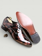 economico Scarpe Derby-scarpe eleganti oxford da uomo in vernice - rosse e nere, ideali per eventi formali e feste