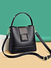 お買い得  ハンドバッグ＆トートバッグ-女性用フェイクレザーバケットバッグ - 多用途のショルダーバッグとクロスボディスタイル、複数の色、カジュアルからセミフォーマルまで使えるトレンディで丈夫なバッグ