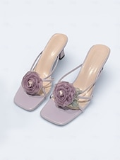 economico Donne-sandali da donna con tacco a blocco e stampa floreale color cipria, eleganti scarpe da damigella con cinturini per matrimoni in giardino