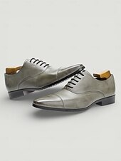 ieftine Pantofi Oxford-pantofi oxford din piele sintetică gri vintage pentru bărbați – pantofi de rochie formali cu șireturi, cu design cu vârf, pentru afaceri și ocazii speciale