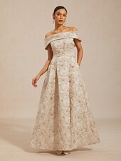  Femmes Robe maxi Robe à épaules dénudées Robe bustier Élégant Soirée Remise des Diplômes Coupe régulière Fleuri Sans manches Top épaules dénudées Champagne Été Printemps Automne