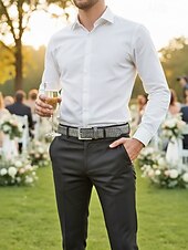 abordables Cinturones de hombre-Cinturón ajustable de piel sintética con estampado de cocodrilo para hombre, varios colores, perfecto para bodas y uso diario, diseño duradero y elegante.
