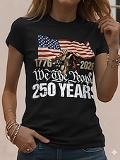  T-shirt patriote pour femmes impression graphique lettre style vintage classique à manches courtes col rond impression quotidienne weekend bleu été printemps automne