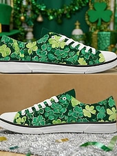  Sneakers basse da donna con stampa trifoglio di San Patrizio: classiche scarpe casual in tela con lacci per adolescenti e adulti, perfette per lo streetwear, la scuola e le uscite festive