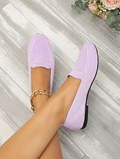 abordables Ballerines femme-Chaussures à enfiler violettes en maille douce pour femmes – minimalistes, respirantes et légères, idéales pour le bureau, les trajets quotidiens, les voyages et le quotidien.