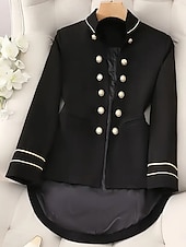 cheap Blazers &amp; Suits-Women's Blazer Comfortable Breathable Patchwork Elegant Fashion Casual Plain Daily Outdoor Formal Regular Turndown Regular Fit Long Sleeve Outerwear Black Spring Fall