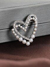 Недорогие День святого Валентина-Женская брошь в форме сердца из сплава с искусственным жемчугом, доступно несколько вариантов дизайна, идеально подходит для Дня святого Валентина, свадеб и повседневной носки.