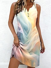 economico Arte &amp; Design Abiti-Per donna Mini Abito Vestito Estivo Abito a Tubino Abito Estivo Abito a spalle scoperte Vacanza Casual Quotidiano Ferie Uscire Vestibilità regolare Ombre Grafico Astratto Senza Maniche Scollo a V