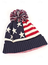  Yhdysvallat 250-vuotisjuhlan unisex patrioottinen neulottu pipo pom-pomilla tähtien ja viivojen Amerikan lipun muotoilu pehmeä talvinen neulottu hattu rento festivaalityyli