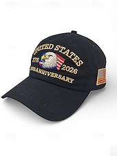 cheap Accessories-United States 250th Anniversary Men's Adjustable Cotton Cap with Embroidered American Flag, Multiple Colors, Ideal for Independence Day and Celebrations