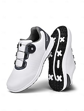 cheap Women's Golf Shoes-Women's White Red Golf Shoes – Lightweight Breathable Spiked Golf Sneakers for Women, Stable Cushioning for Golf Course, Training, Walking &amp; Daily Wear