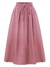 ieftine Fuste casual-Pentru femei Elegant Modă Casual Maxi Talie Medie Fuste Simplu Zdrobit Cordon Micro-elastic Zilnic Stradă Roșu Vin Bleumarin Negru Roz Vară