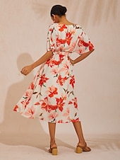 levne Květinové šaty-Maxi šaty s jarními květy, splývavým šifonem a stahujícím pasem